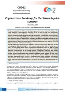 CODE2 Cogeneration Observatory and Dissemination Europe Cogeneration Roadmap for the Slovak Republic SUMMARY