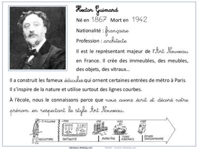 Hector Guimard  Né en 1867 Mort en 1942 Nationalité : ²française Profession : ²architecte