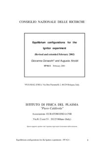 CONSIGLIO NAZIONALE DELLE RICERCHE  Equilibrium configurations for the