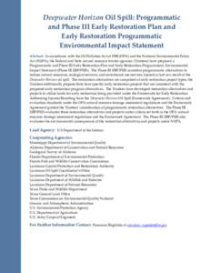 United States / Deepwater Horizon oil spill / Halliburton / Environmental impact assessment / Louisiana Coastal Protection and Restoration Authority / National Environmental Policy Act / Bureau of Land Management / United States Army Corps of Engineers / Oil spill / Environment / BP / Impact assessment