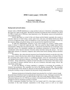 ILC[removed]February 04) DRAFT IPHE Country paper: ICELAND