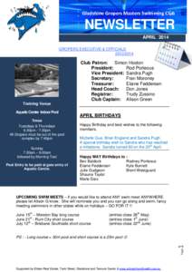 Gladstone Gropers Masters Swimming Club  c NEWSLETTER APRIL 2014
