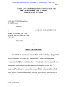 Case 4:14-cvRH-CAS Document 31 FiledPage 1 of 7 Page 1 of 7 IN THE UNITED STATES DISTRICT COURT FOR THE NORTHERN DISTRICT OF FLORIDA TALLAHASSEE DIVISION