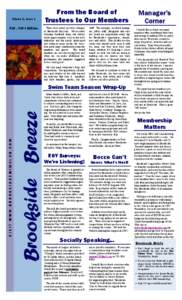 Volume 2, Issue 1  Fall , 2004 Edition From the Board of Trustees to Our Members