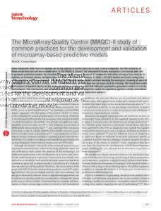 The MicroArray Quality Control (MAQC)-II study of common practices for the development and validation of microarray-based predictive models