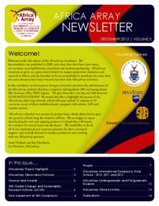 AFRICA ARRAY  NEWSLETTER DECEMBER 2012 | VOLUME 5  Welcome!