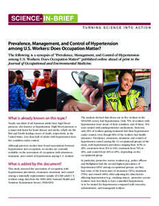 Science-in-Brief: Prevalence, Management, and Control of Hypertension among U.S. Workers: Does Occupation Matter?