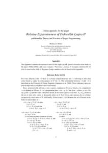 Online appendix for the paper  Relative Expressiveness of Defeasible Logics II published in Theory and Practice of Logic Programming Michael J. Maher School of Engineering and Information Technology