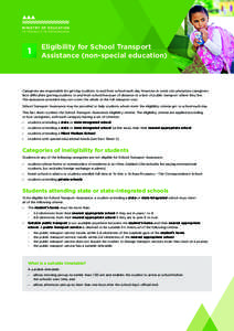 Factsheet 1: Eligibility for School Transport Assistance (non-special education)