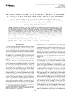 Environmental Toxicology and Chemistry, Vol. 24, No. 12, pp. 3043–3047, 2005 q 2005 SETAC Printed in the USA[removed] $[removed]MEASURING SULFIDE ACCUMULATION IN DIFFUSIVE GRADIENTS IN THIN FILMS