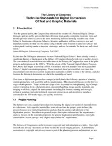 Technical Standards for Digital Conversion of Text and Graphic Materials