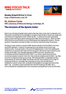 MBG FOCUS TALK hosted by Ditlev Brodersem MBG Focus Talks in Molecular Biology  Monday 28 April 2014 atam