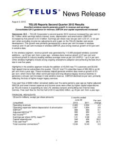 Canada / Darren Entwistle / Wind Mobile / Telus Mobility / Telus Home Phone / Economy of Canada / S&P/TSX 60 Index / Telus