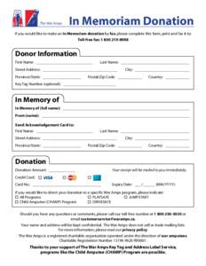 Print Form  The War Amps In Memoriam Donation