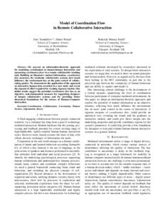 Model of Coordination Flow in Remote Collaborative Interaction Dari Trendafilov1,2 , Daniel Polani1 1 School of Computer Science University of Hertfordshire