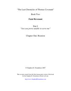 Fatal Revenant / Jeremiah / The Chronicles of Thomas Covenant /  the Unbeliever / Covenant / Against All Things Ending / The Runes of the Earth / Christianity / Christian theology / Bible