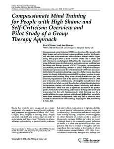 Clinical Psychology and Psychotherapy Clin. Psychol. Psychother. 13, 353–Published online in Wiley InterScience (www.interscience.wiley.com). DOI: cpp.507 Compassionate Mind Training for People with 