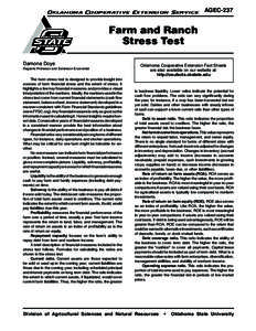 Oklahoma Cooperative Extension Service  AGEC-237 Farm and Ranch Stress Test