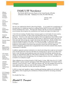FAMUUFF Newsletter  Officers President /Senator Elizabeth