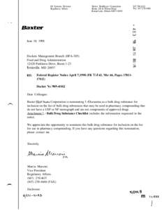 I.V. Systems Division Regulatory Affairs .  Baxter Healthcare Corporation