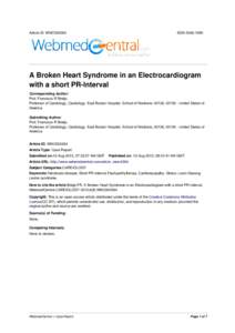 Article ID: WMC004364  ISSN[removed]A Broken Heart Syndrome in an Electrocardiogram with a short PR-Interval