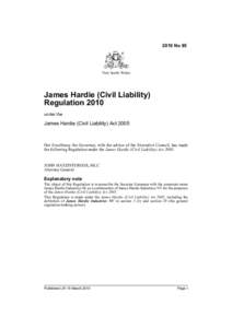 2010 No 95  New South Wales James Hardie (Civil Liability) Regulation 2010