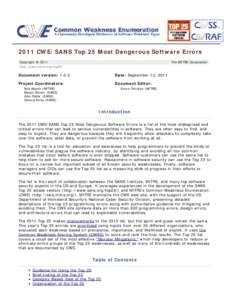 CWE[removed]CWE/SANS Top 25 Most Dangerous Software Errors