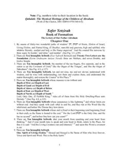 Note: Fig. numbers refer to their location in the book: Qabalah: The Mystical Heritage of the Children of Abraham (Work of the Chariot, 2001 ISBN[removed]Sefer Yetzirah Book of Formation