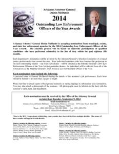 Arkansas Attorney General Dustin McDaniel 2014 Outstanding Law Enforcement Officers of the Year Awards