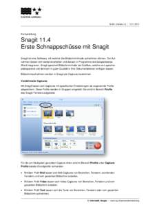 SI.001, Version 1.2 – [removed]Kurzanleitung Snagit 11.4 Erste Schnappschüsse mit Snagit