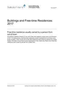 HousingBuildings and Free-time Residences 2017 Free-time residence usually owned by a person from out-of-town