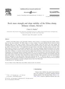 Rock mass classification / Hilina Slump / Geomorphology / Slump / Rock mass rating / Slope stability analysis / Fracture / Joint / Slope stability / Geology / Structural geology / Geotechnical engineering