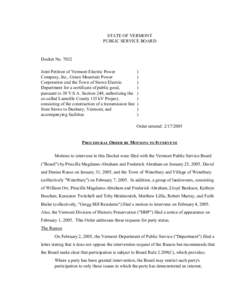 Dispute resolution / Intervention / Vermont / Waterbury /  Connecticut / Notice of electronic filing / Village / Motion / Government of Vermont / Law / Geography of the United States / Civil procedure