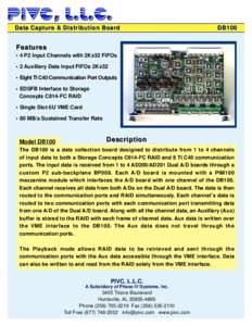 Data Capture & Distribution Board  DB100 Features • 4 P2 Input Channels with 2Kx32 FIFOs