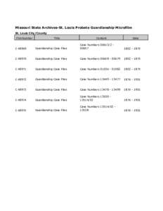 Missouri State Archives-St. Louis Probate Guardianship Microfilm St. Louis City/County FilmNumber Title