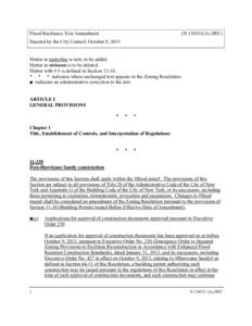 Flood Resilience Text Amendment  (NA) ZRY) Enacted by the City Council: October 9, 2013 Matter in underline is new, to be added.