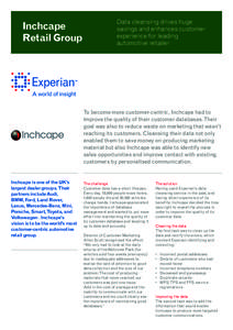 Inchcape Retail Group Data cleansing drives huge savings and enhances customer experience for leading