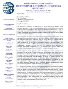 INTERNATIONAL FEDERATION OF  PROFESSIONAL & TECHNICAL ENGINEERS AFL-CIO & CLC 501 3rd Street, NW, Suite 701, Washington, DC[removed]4880 • FAX[removed] • www.ifpte.org