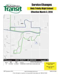 Service Changes  Holy Trinity High School Effective March 3, 2014  GE