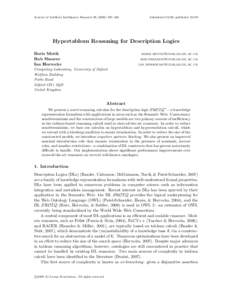 Journal of Artificial Intelligence Research–228  Submitted 03/09; publishedHypertableau Reasoning for Description Logics Boris Motik