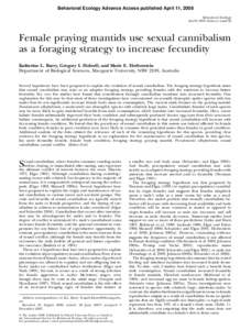 Behavioral Ecology Advance Access published April 11, 2008 Behavioral Ecology doi:[removed]beheco/arm156