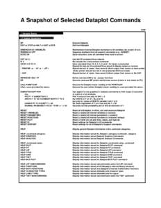 A Snapshot of Selected Dataplot Commands[removed]Dataplot Basics 1.1 System Operations DP EXIT or STOP or HALT or QUIT or BYE