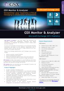 For Microsoft ExchangeGSX Monitor & Analyzer Microsoft Exchange 2013 Statistics GSX Monitor & Analyzer is the most widely used monitoring and reporting solution for collaboration, messaging and mobile