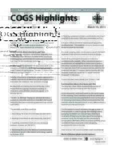 COGS Highlights Council of General Synod At 8:45, COGS members began their day with Bible study. At 9:30 they gathered for business. The Very Rev. Peter Elliott, chair of the Planning and Agenda Team, said that the sched