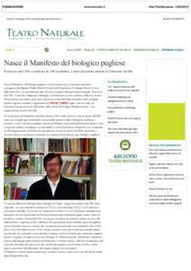 Nasce il Manifesto del biologico pugliese - TeatroNaturale.It