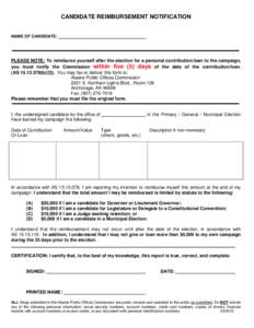 Candidate Reimbursement Notification