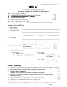 Ref No : DFD-SM-CF-LAFSLSAD[removed]R11  LOAN/FINANCING APPLICATION FORM SOFT LOAN SCHEME FOR AUTOMOTIVE DEVELOPMENT Types of Financing [please tick (√ √)]: