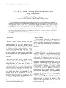 Topics in Catalysis Vol. 27, Nos. 1–4, February 2004 (# Catalytic C,C-bond forming additions to unsaturated fatty compounds