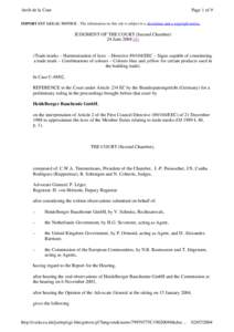 Arrêt de la Cour  Page 1 of 9 IMPORTANT LEGAL NOTICE - The information on this site is subject to a disclaimer and a copyright notice.