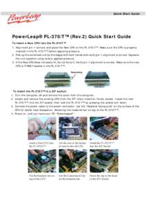 Quick Start Guide  PowerLeap® PL-370/T™ (Rev.2) Quick Start Guide